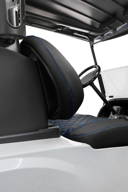 Quilted Diamond Black and Blue Diamond Stitching