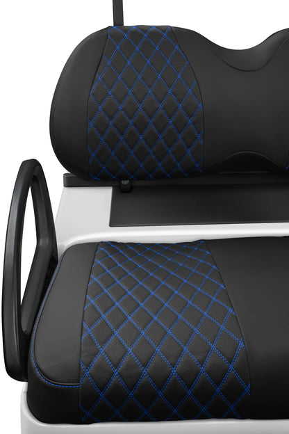 Quilted Diamond Black and Blue Diamond Stitching