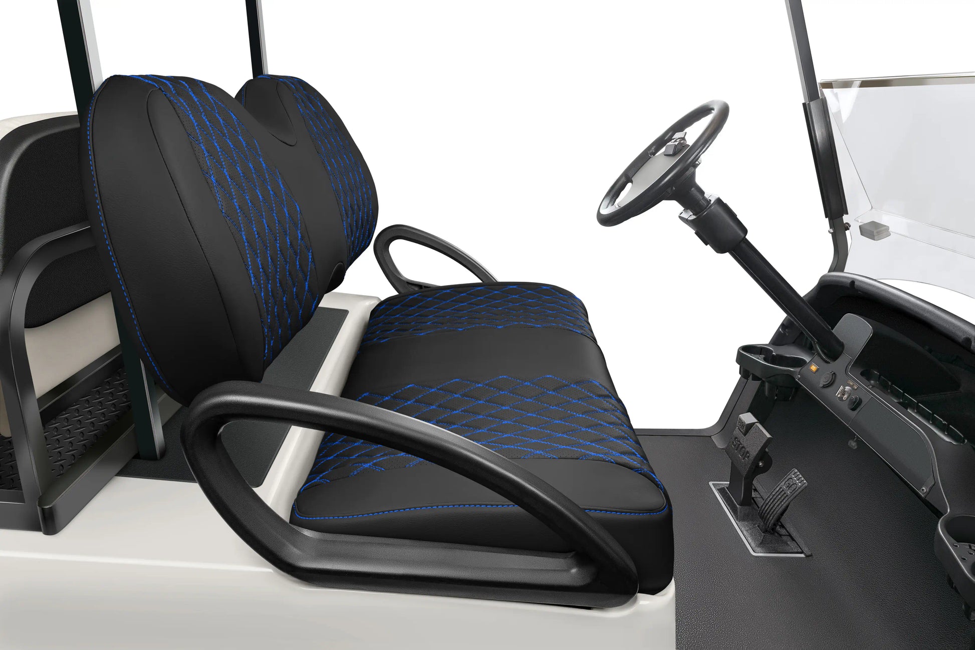 Quilted Diamond Black and Blue Diamond Stitching