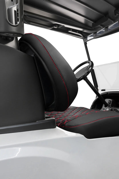 Quilted Diamond Black and Red Diamond Stitching