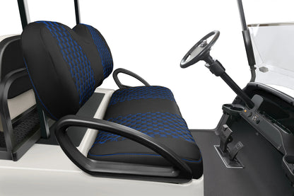 Quilted Hexagon Black and Blue Hexagon Stitching