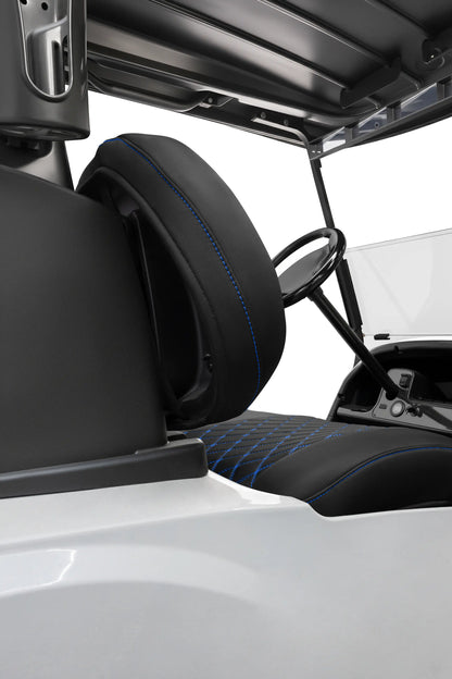 Quilted Diamond Black and Blue Diamond Stitching