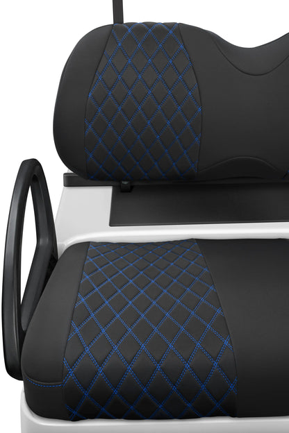 Quilted Diamond Black and Blue Diamond Stitching