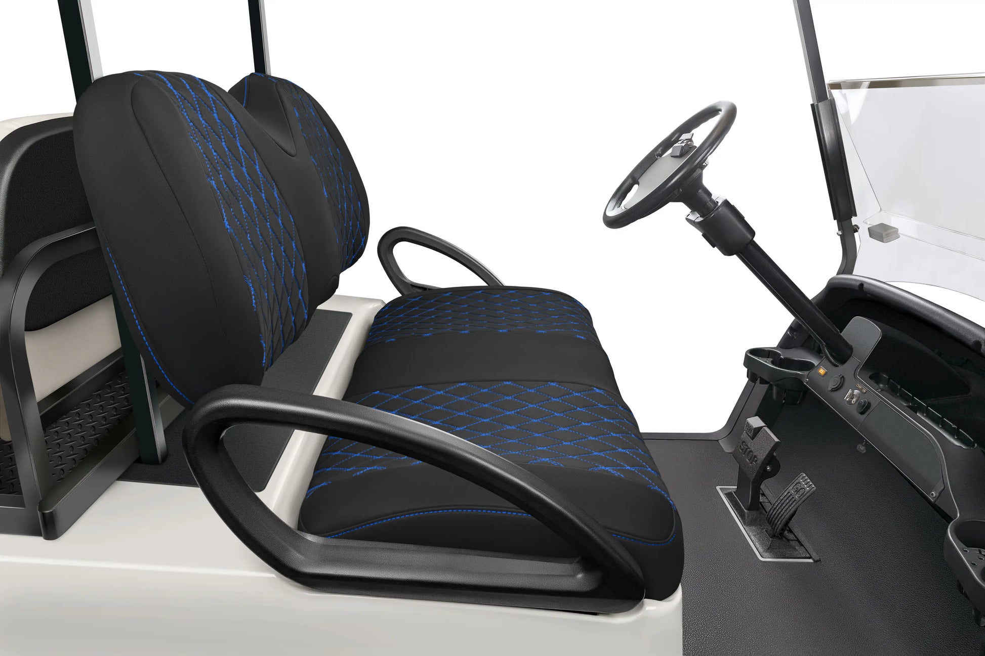 Quilted Diamond Black and Blue Diamond Stitching