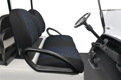 Quilted Diamond Black and Blue Diamond Stitching