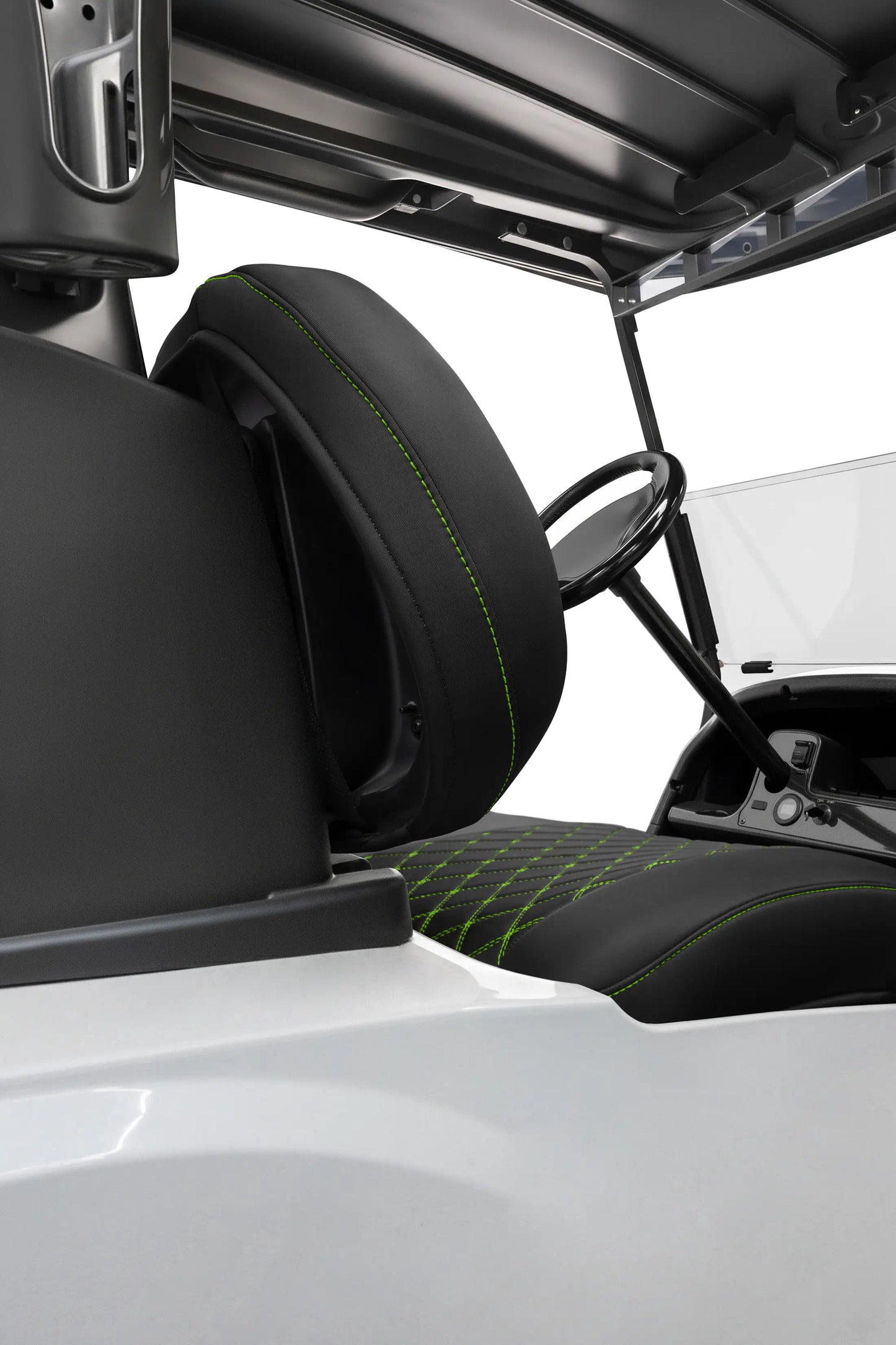 Quilted Diamond Black and Lime Green Diamond Stitching