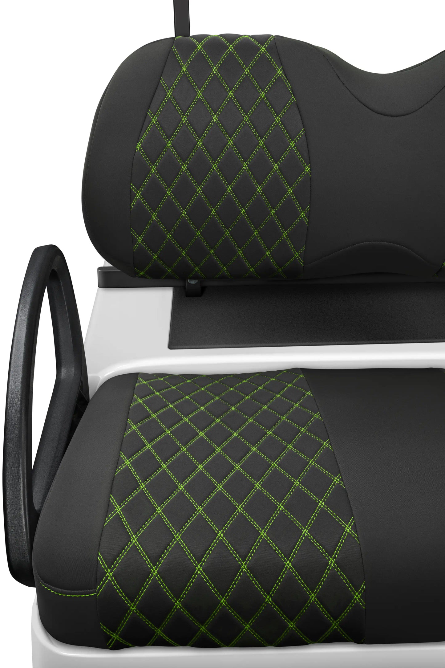 Quilted Diamond Black and Lime Green Diamond Stitching