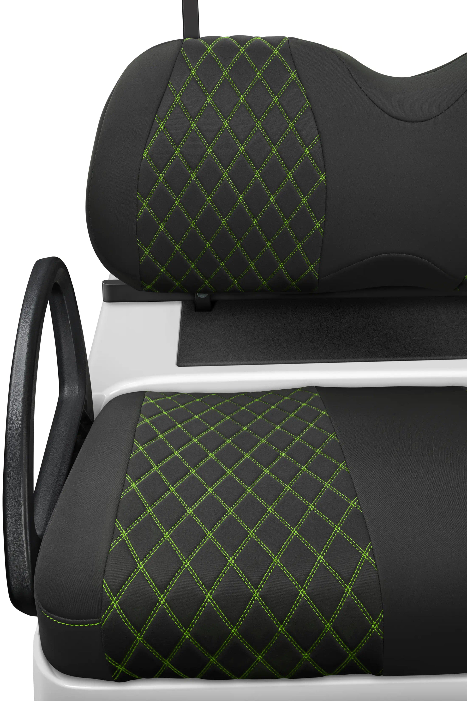 Quilted Diamond Black and Lime Green Diamond Stitching