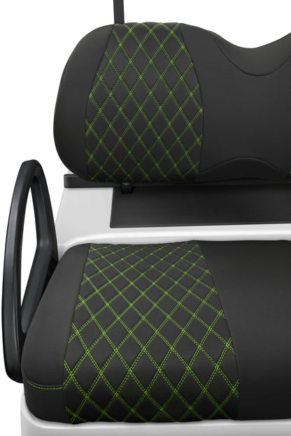 Quilted Diamond Black and Lime Green Diamond Stitching