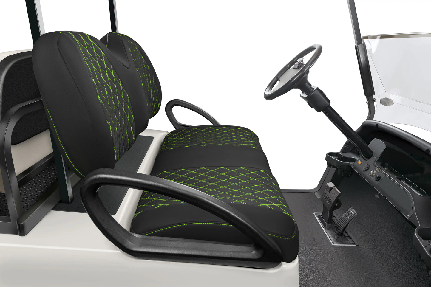 Quilted Diamond Black and Lime Green Diamond Stitching