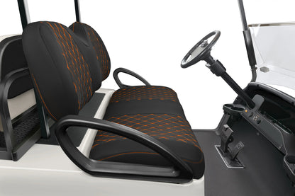 Quilted Diamond Black and Orange Diamond Stitching