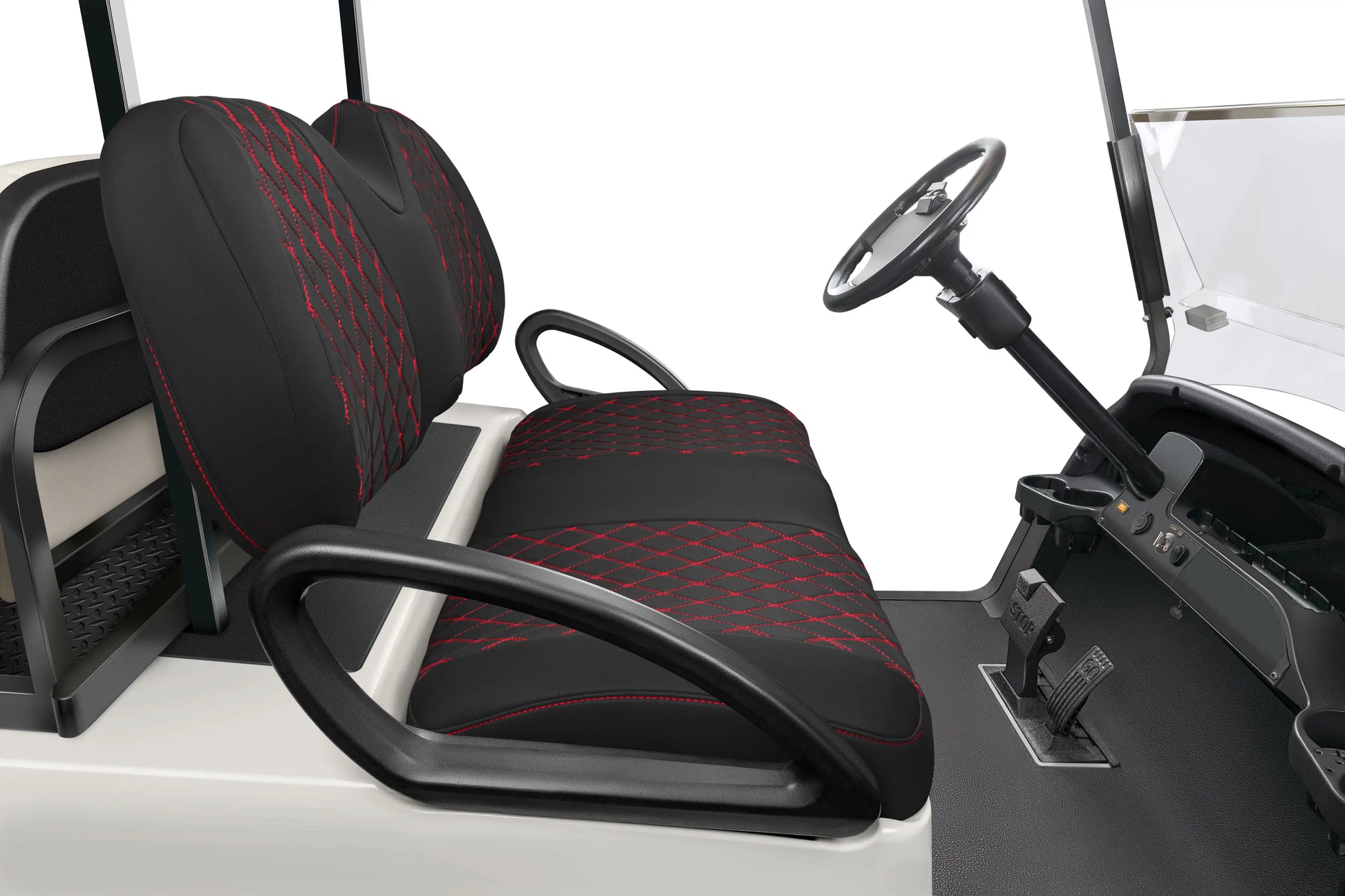 Quilted Diamond Black and Red Diamond Stitching