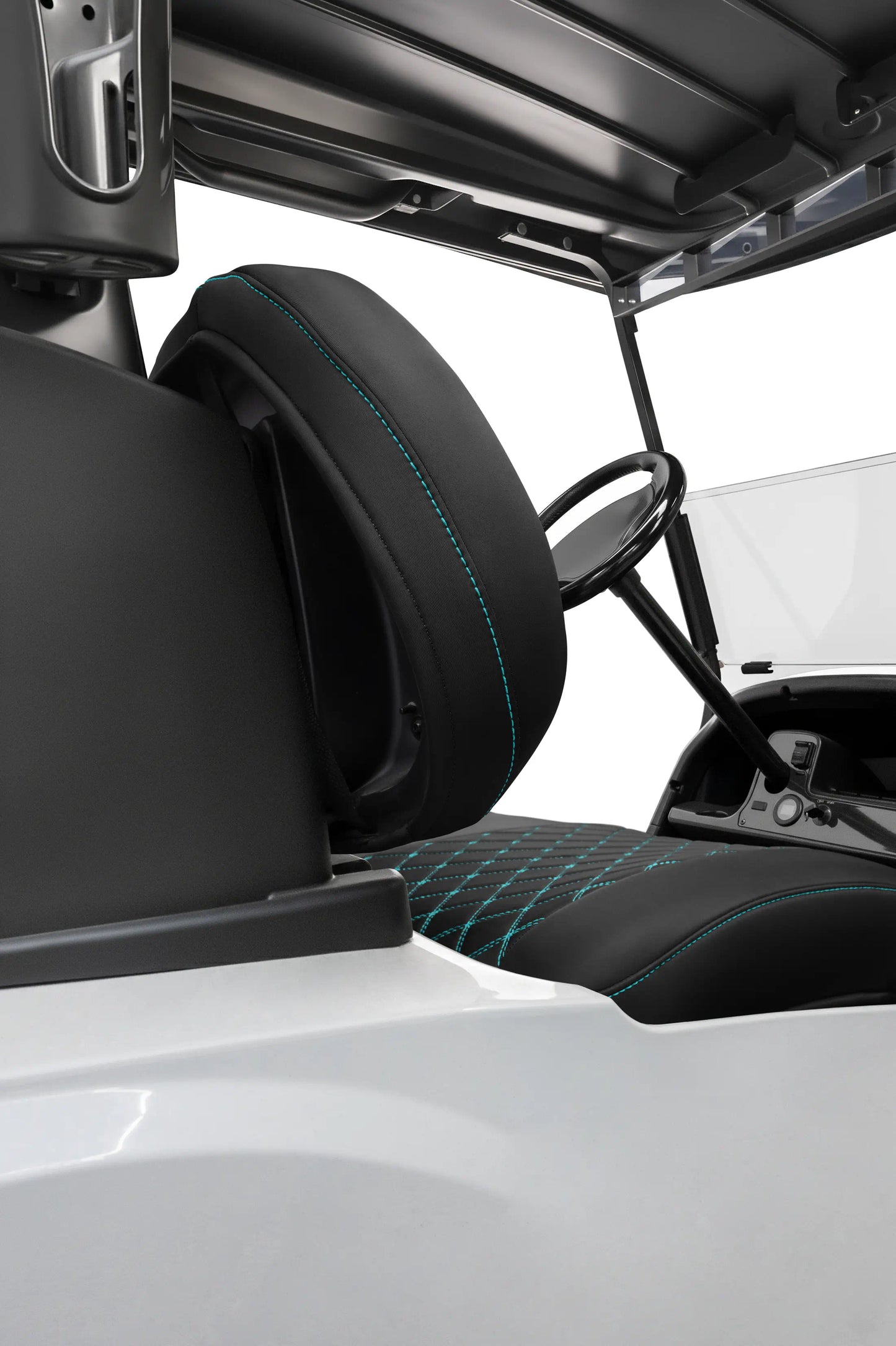 Quilted Diamond Black and Teal Diamond Stitching