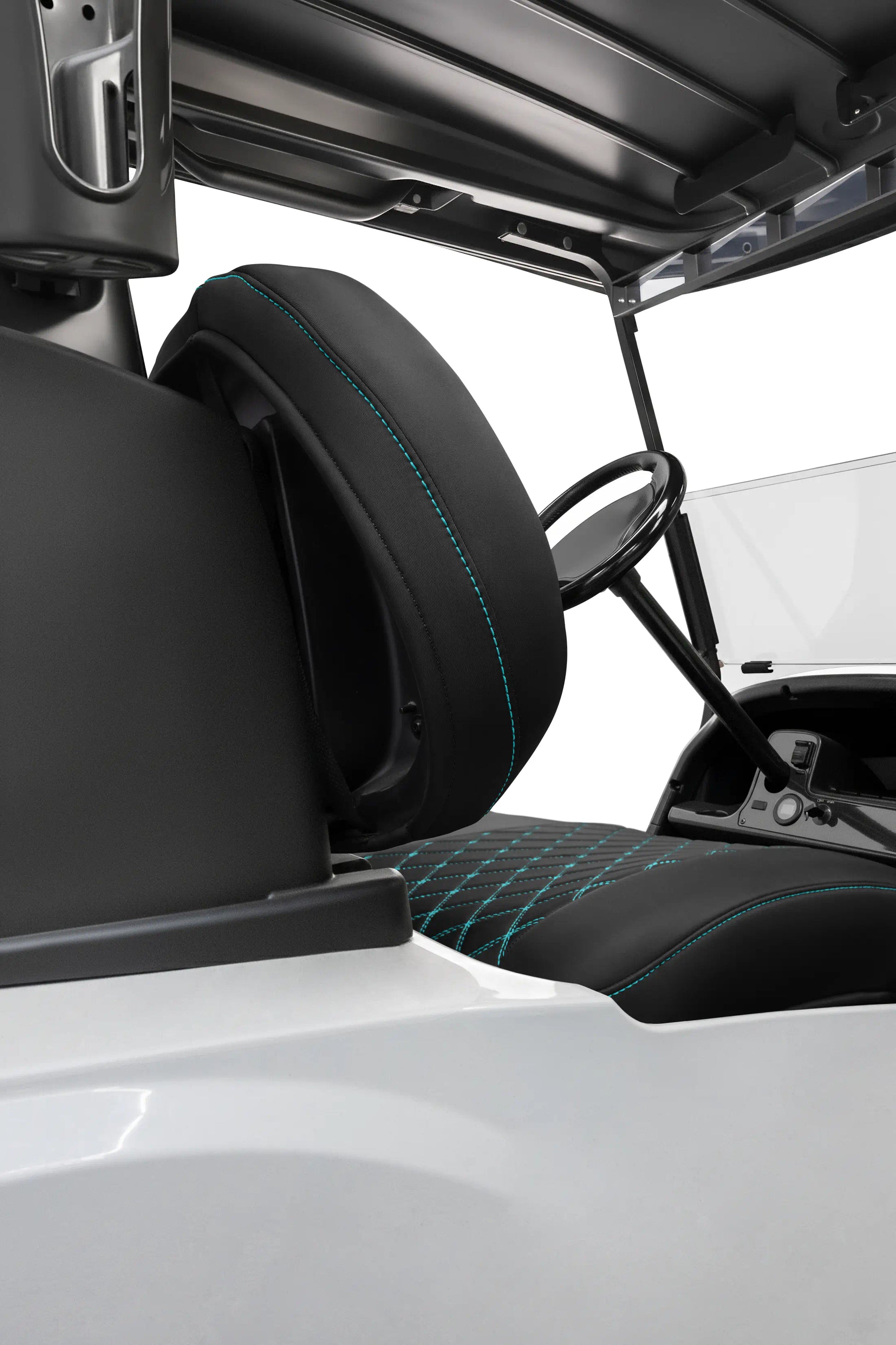 Quilted Diamond Black and Teal Diamond Stitching