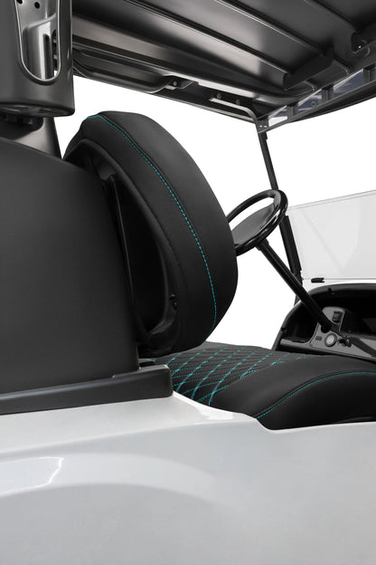 Quilted Diamond Black and Teal Diamond Stitching