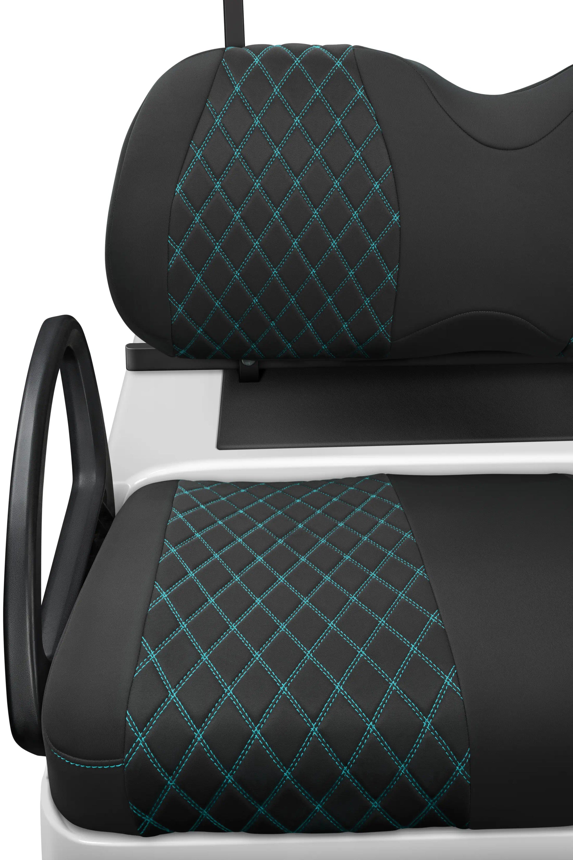 Quilted Diamond Black and Teal Diamond Stitching