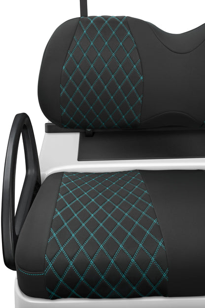 Quilted Diamond Black and Teal Diamond Stitching