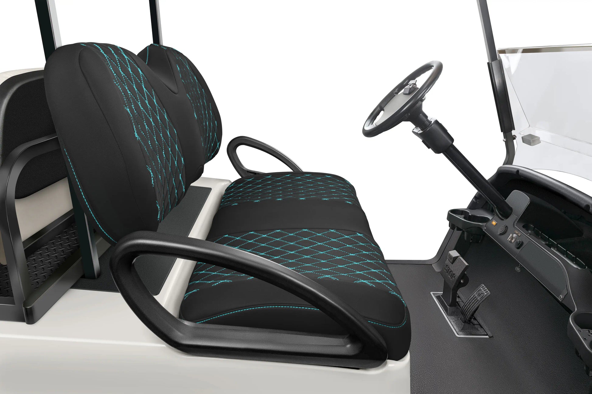 Quilted Diamond Black and Teal Diamond Stitching