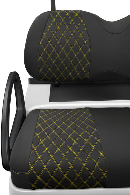 Quilted Diamond Black and Yellow Diamond Stitching