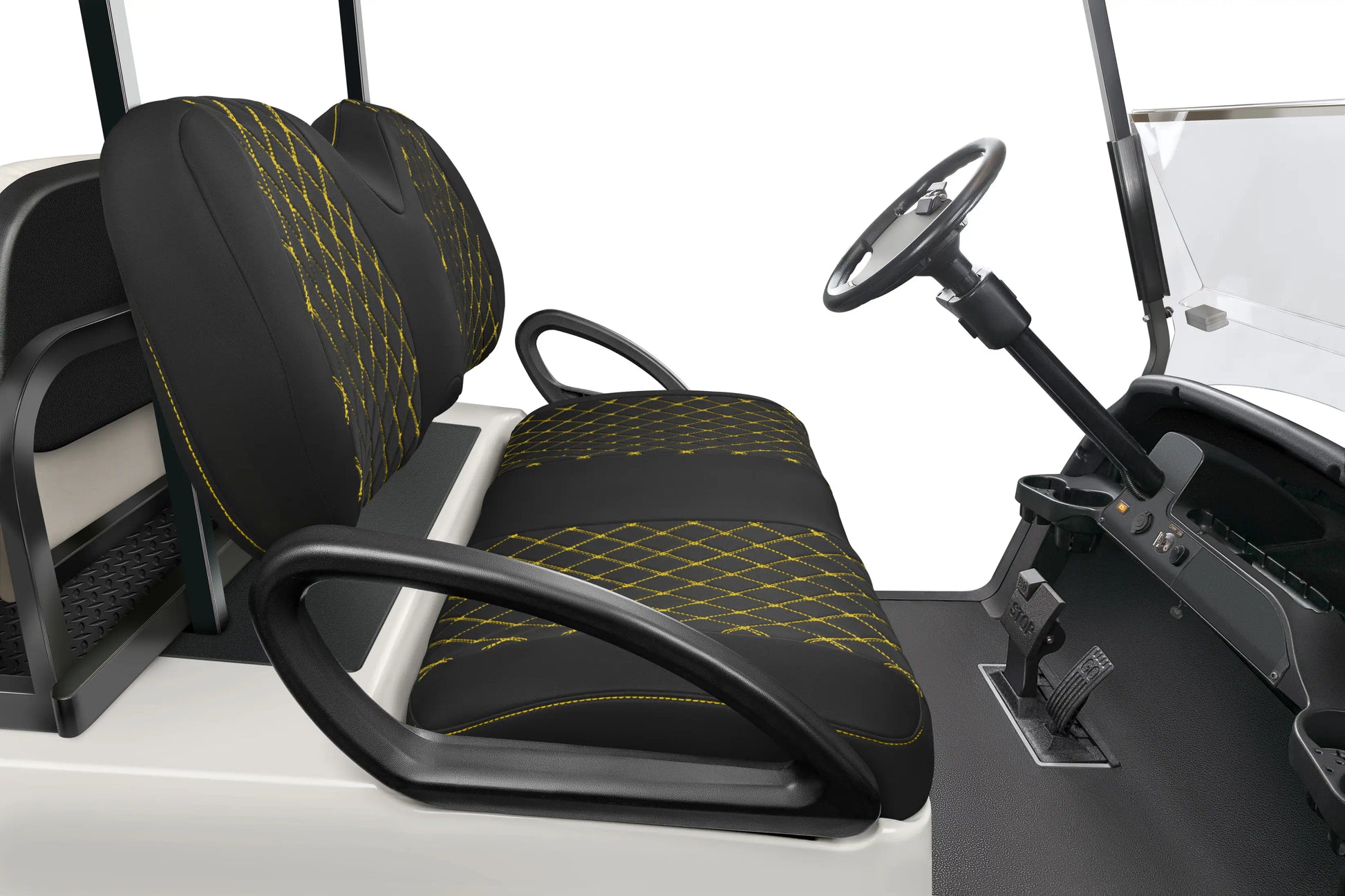 Quilted Diamond Black and Yellow Diamond Stitching