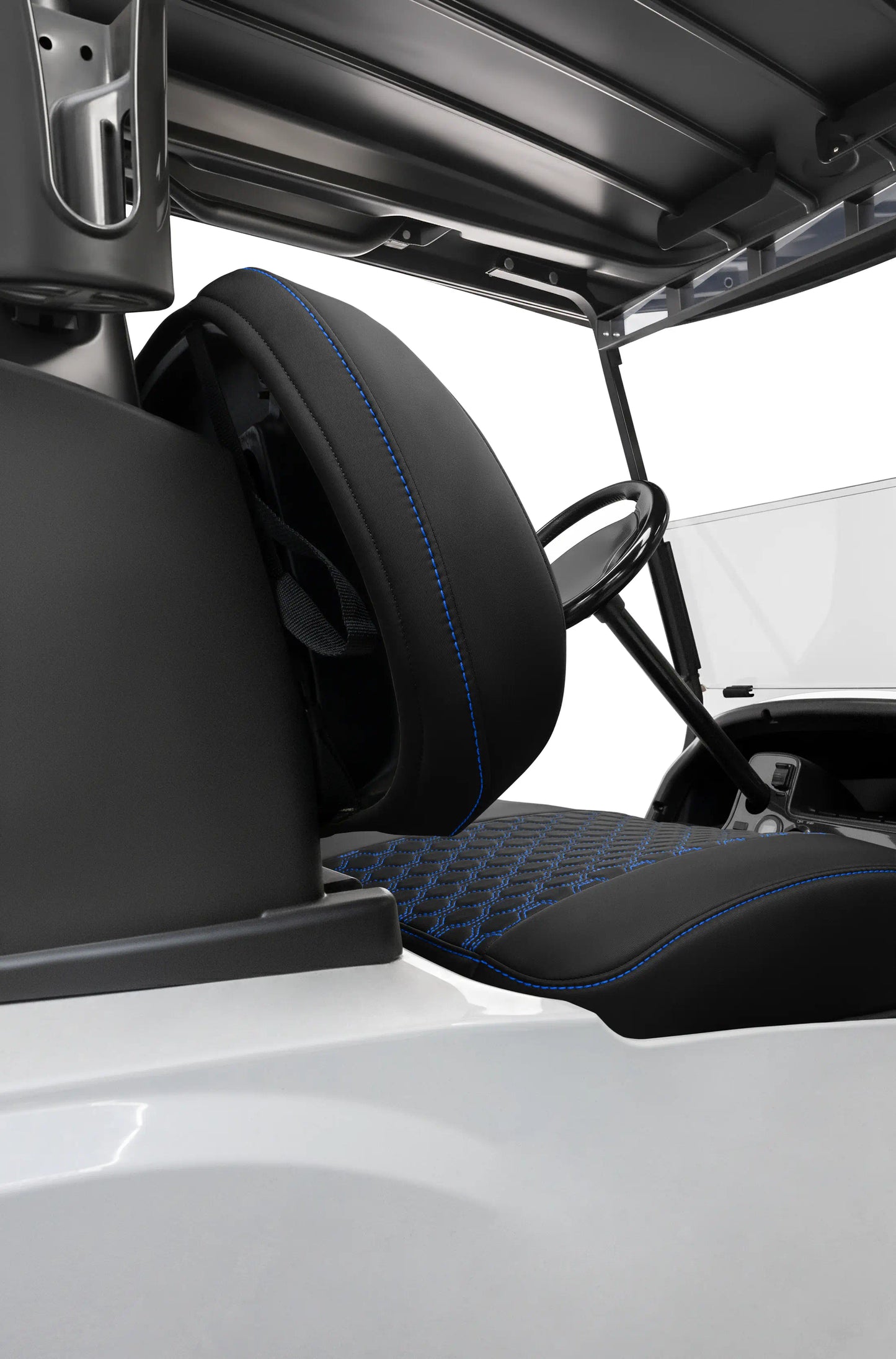 Quilted Hexagon Black and Blue Hexagon Stitching