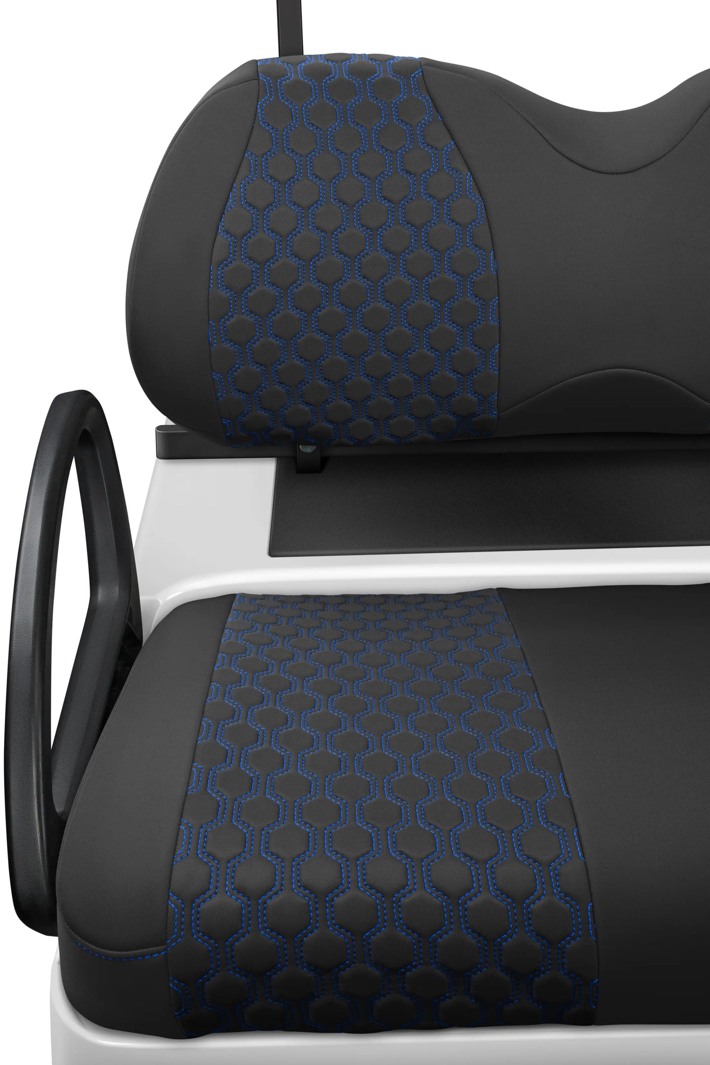 Quilted Hexagon Black and Blue Hexagon Stitching