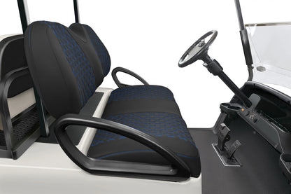 Quilted Hexagon Black and Blue Hexagon Stitching