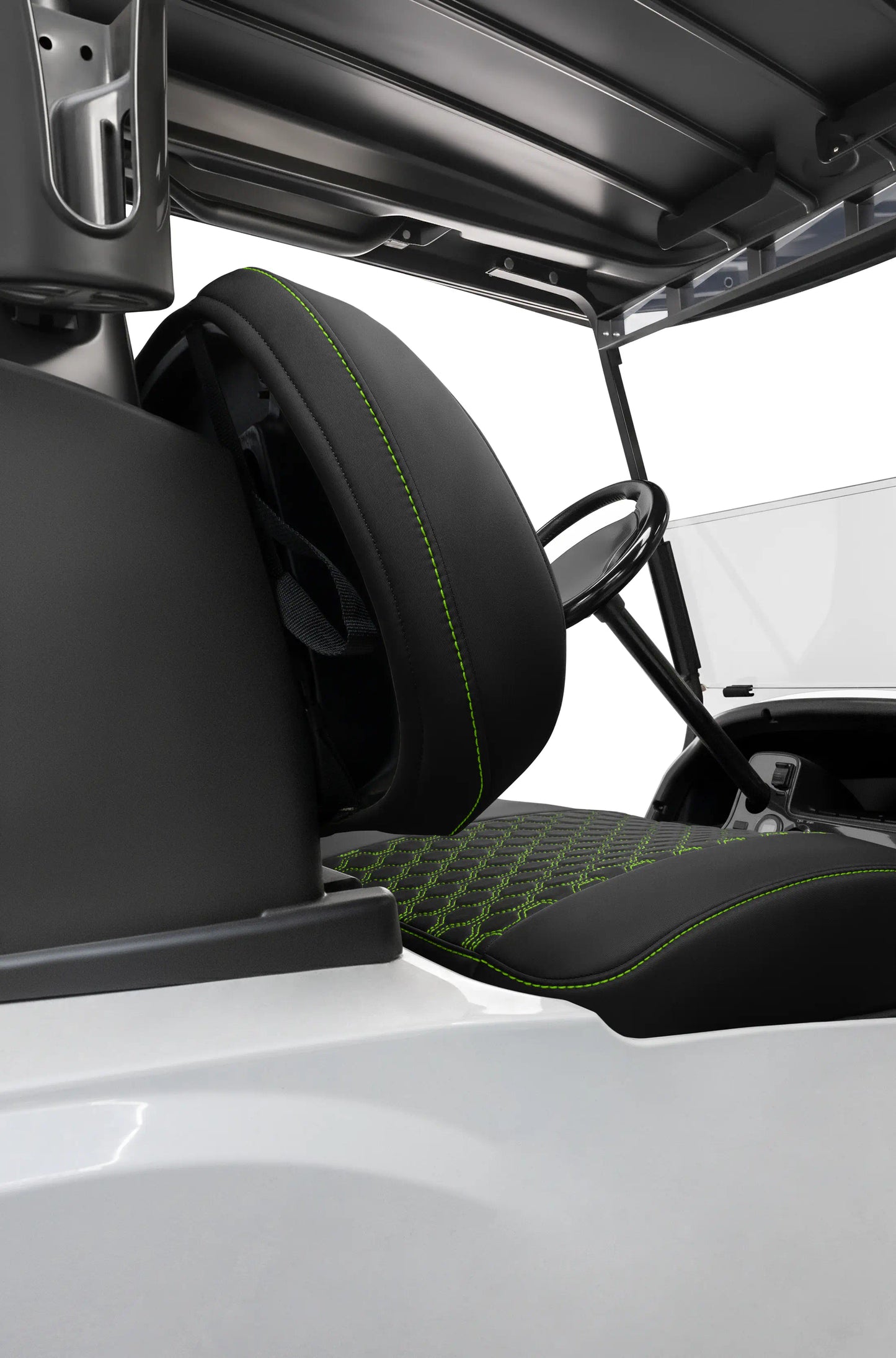 Quilted Hexagon Black and Lime Green Hexagon Stitching