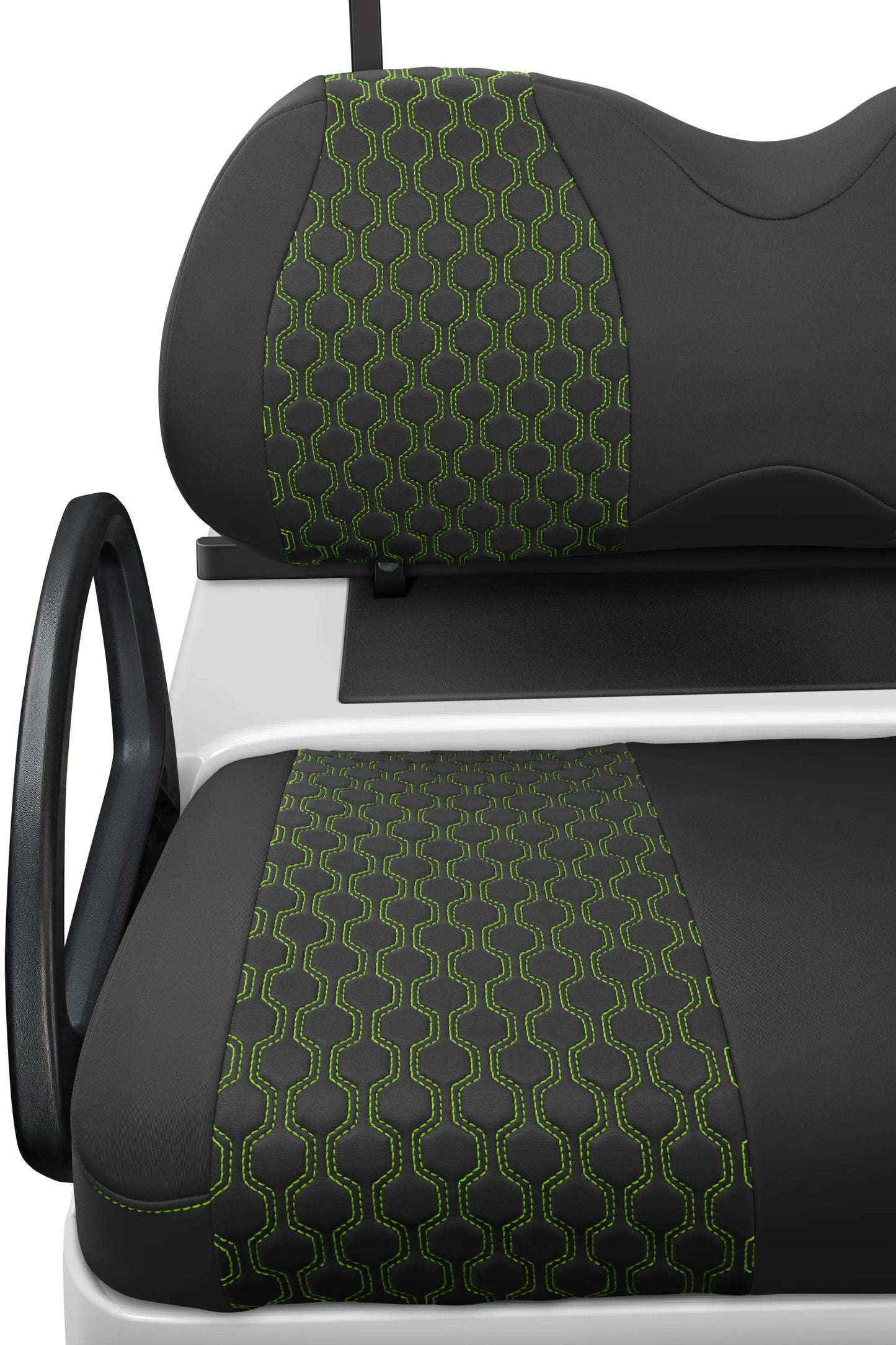 Quilted Hexagon Black and Lime Green Hexagon Stitching