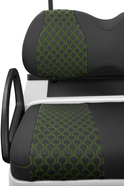 Quilted Hexagon Black and Lime Green Hexagon Stitching