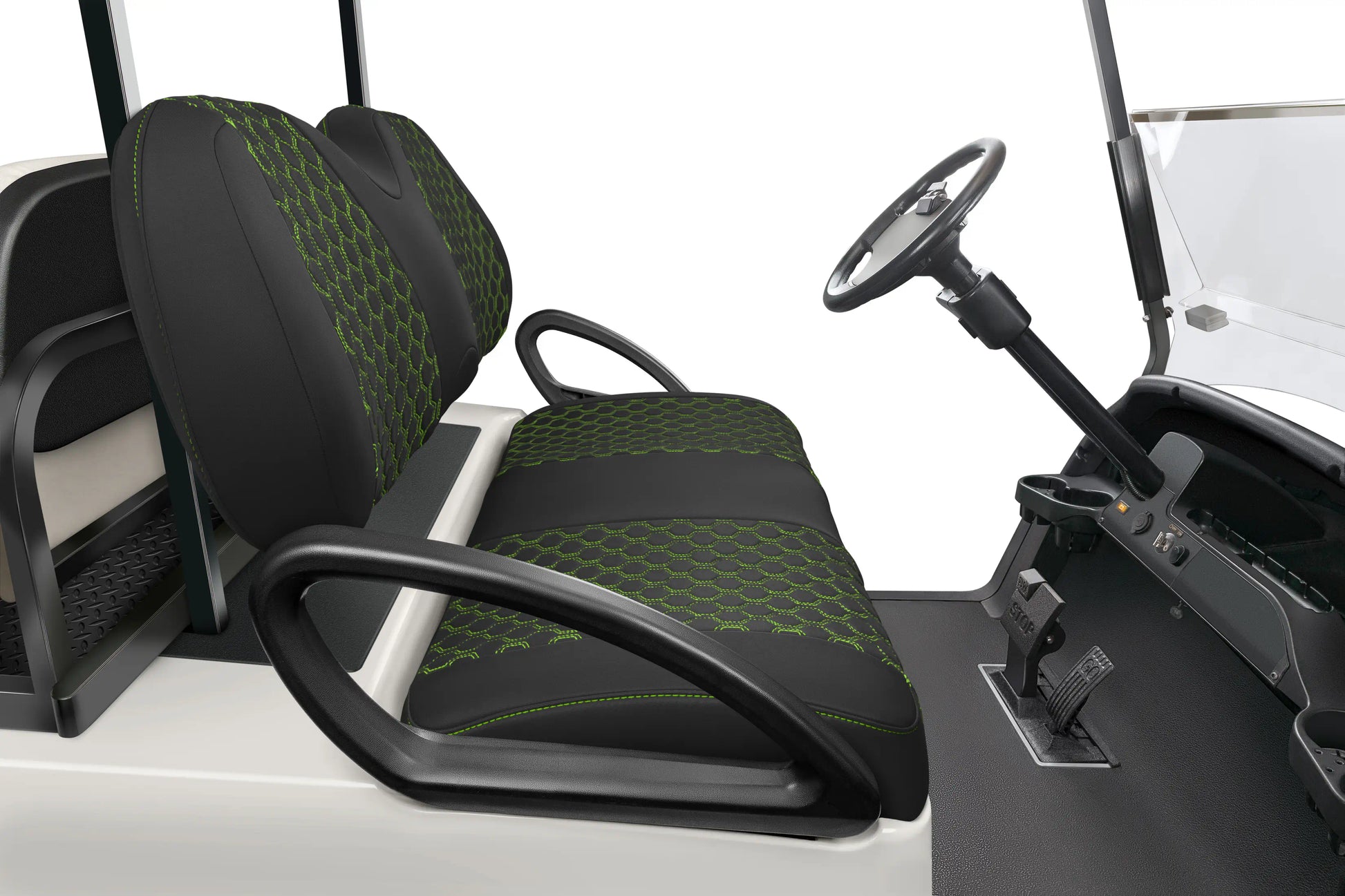 Quilted Hexagon Black and Lime Green Hexagon Stitching