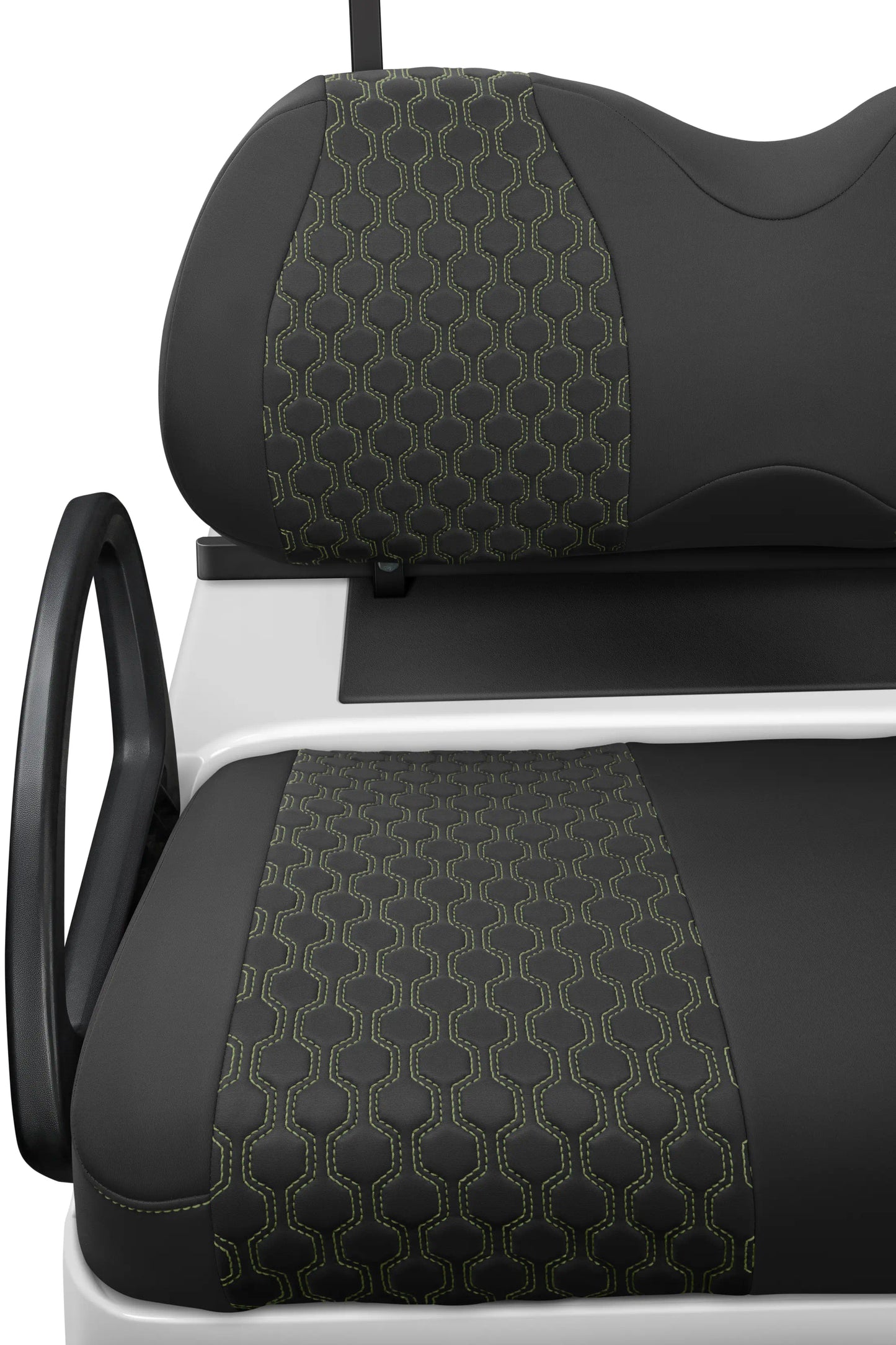 Quilted Hexagon Black and Military Green Hexagon Stitching