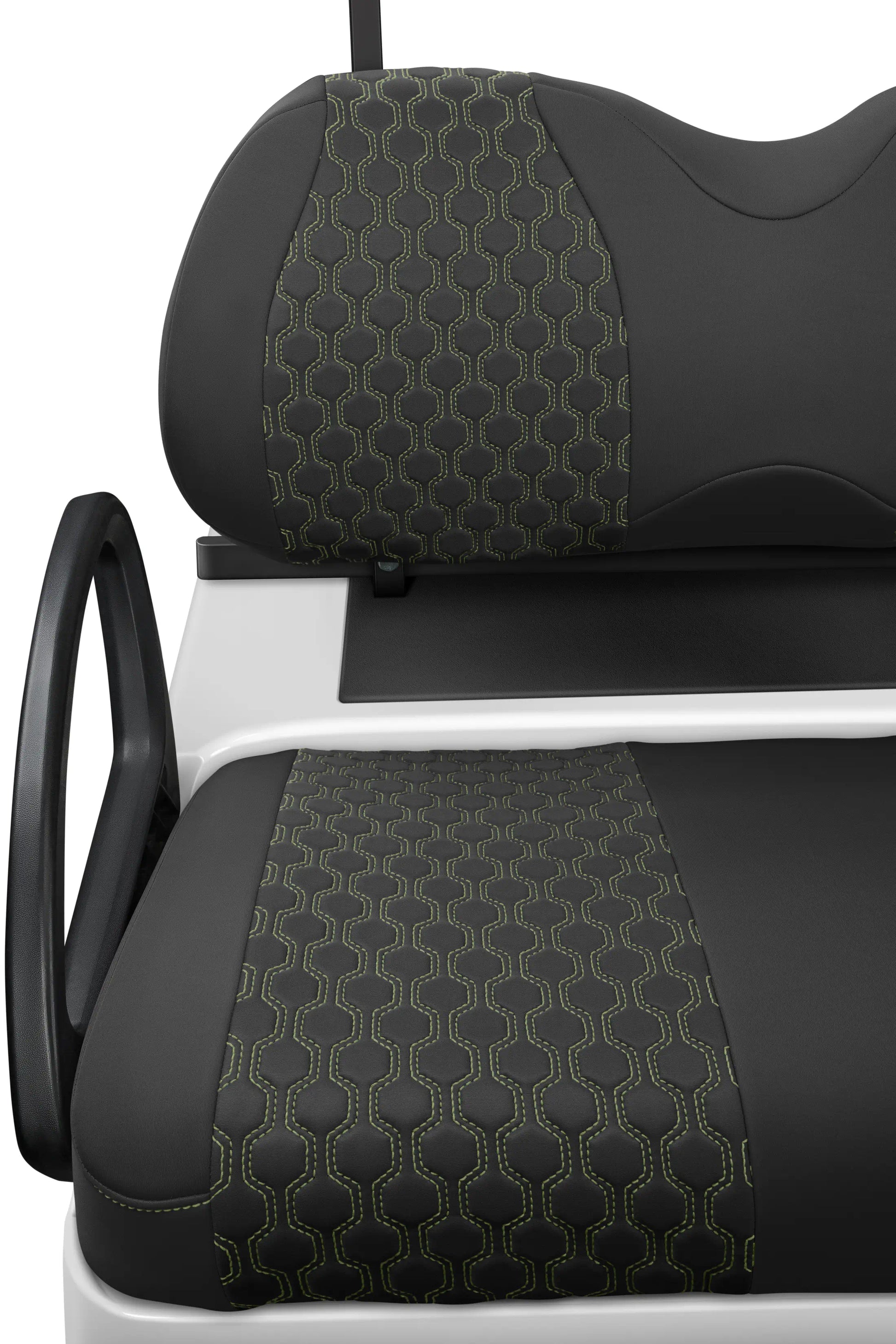 Quilted Hexagon Black and Military Green Hexagon Stitching