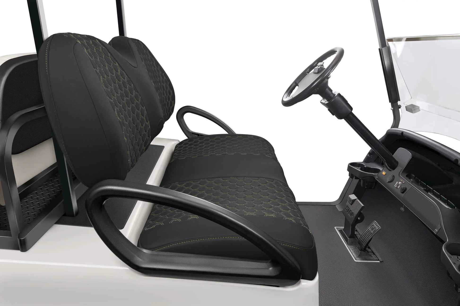 Quilted Hexagon Black and Military Green Hexagon Stitching