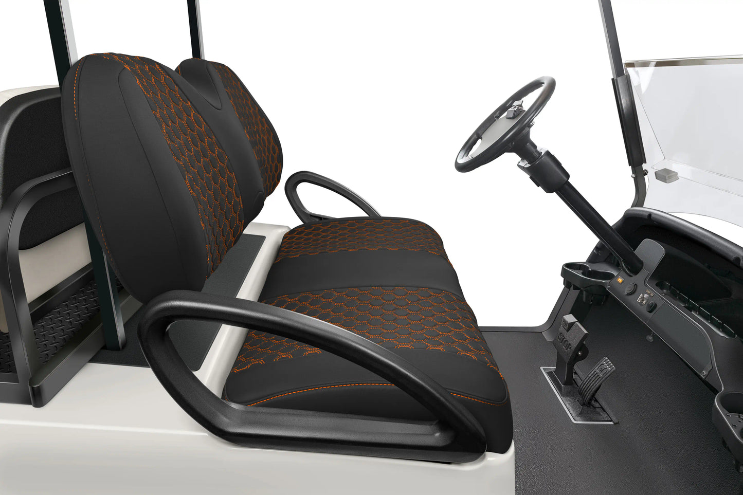 Quilted Hexagon Black and Orange Hexagon Stitching