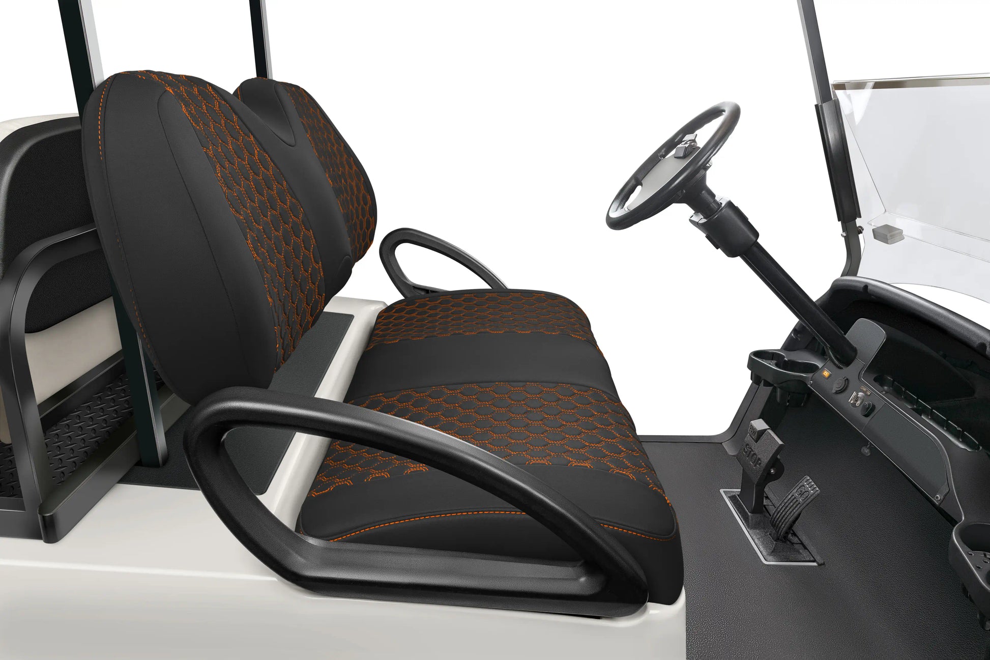 Quilted Hexagon Black and Orange Hexagon Stitching