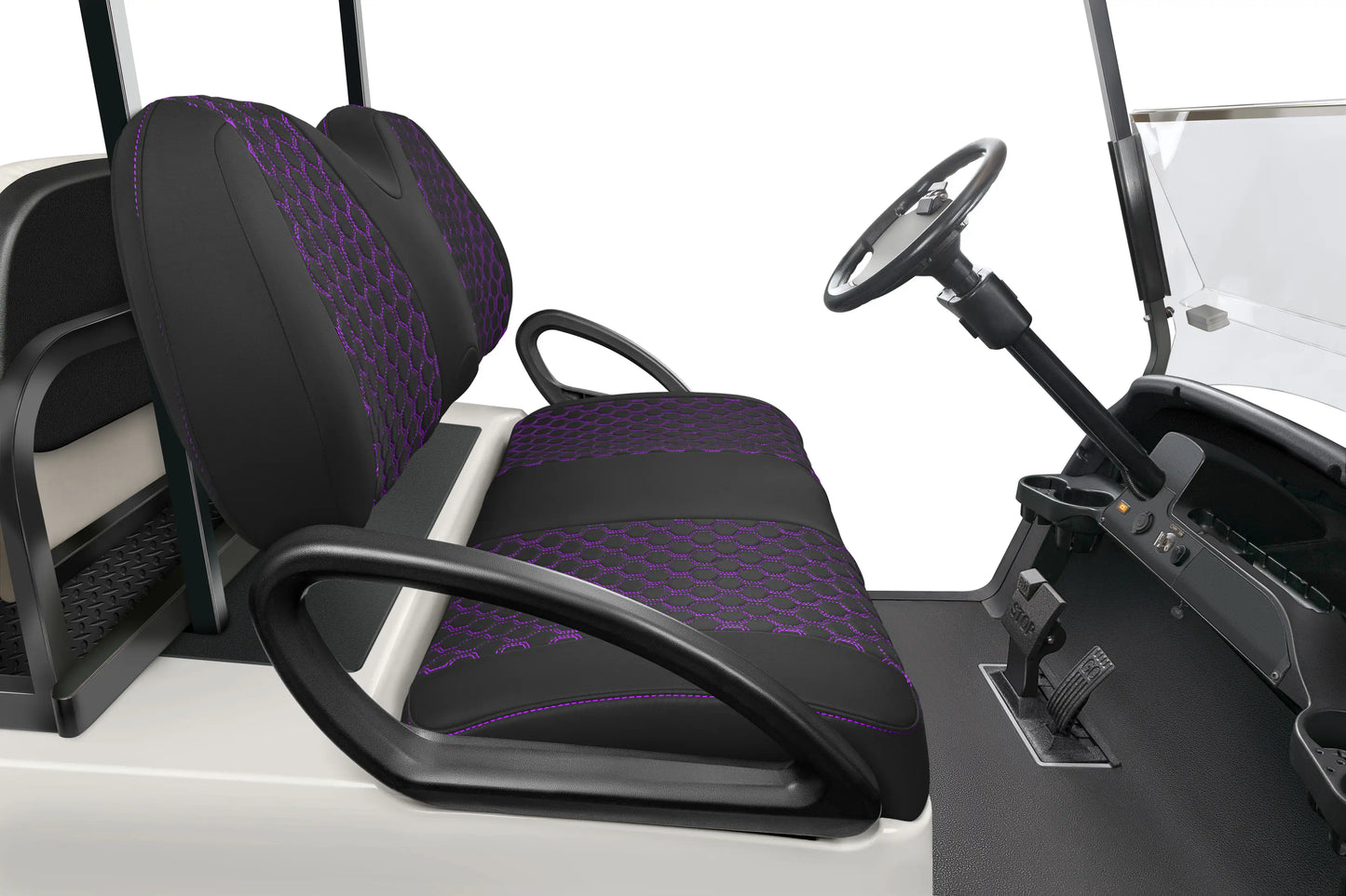 Quilted Hexagon Black and Purple Hexagon Stitching