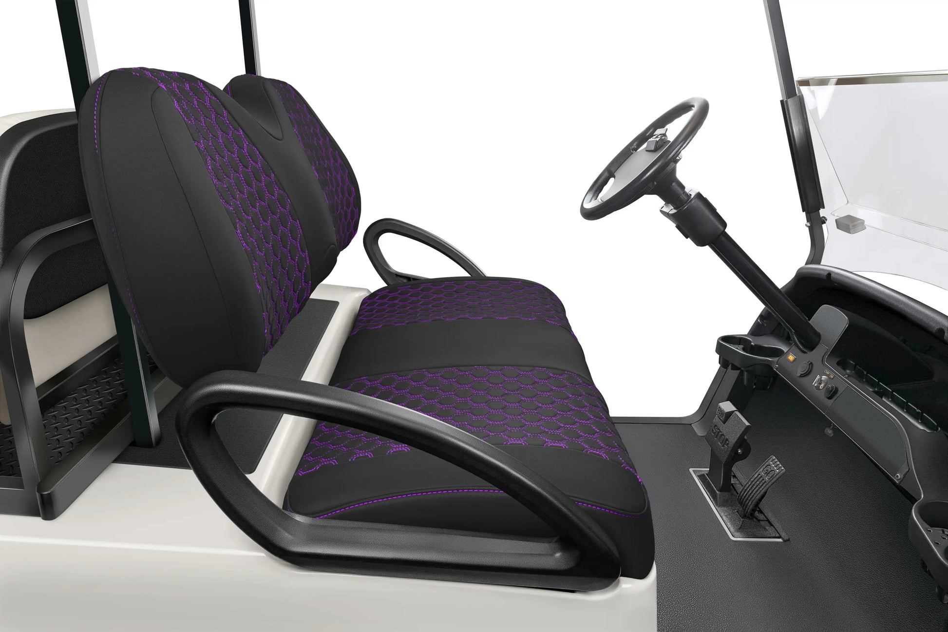 Quilted Hexagon Black and Purple Hexagon Stitching