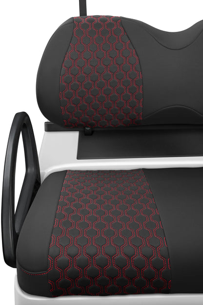 Quilted Hexagon Black and Red Hexagon Stitching