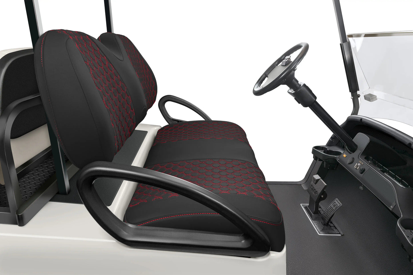 Quilted Hexagon Black and Red Hexagon Stitching