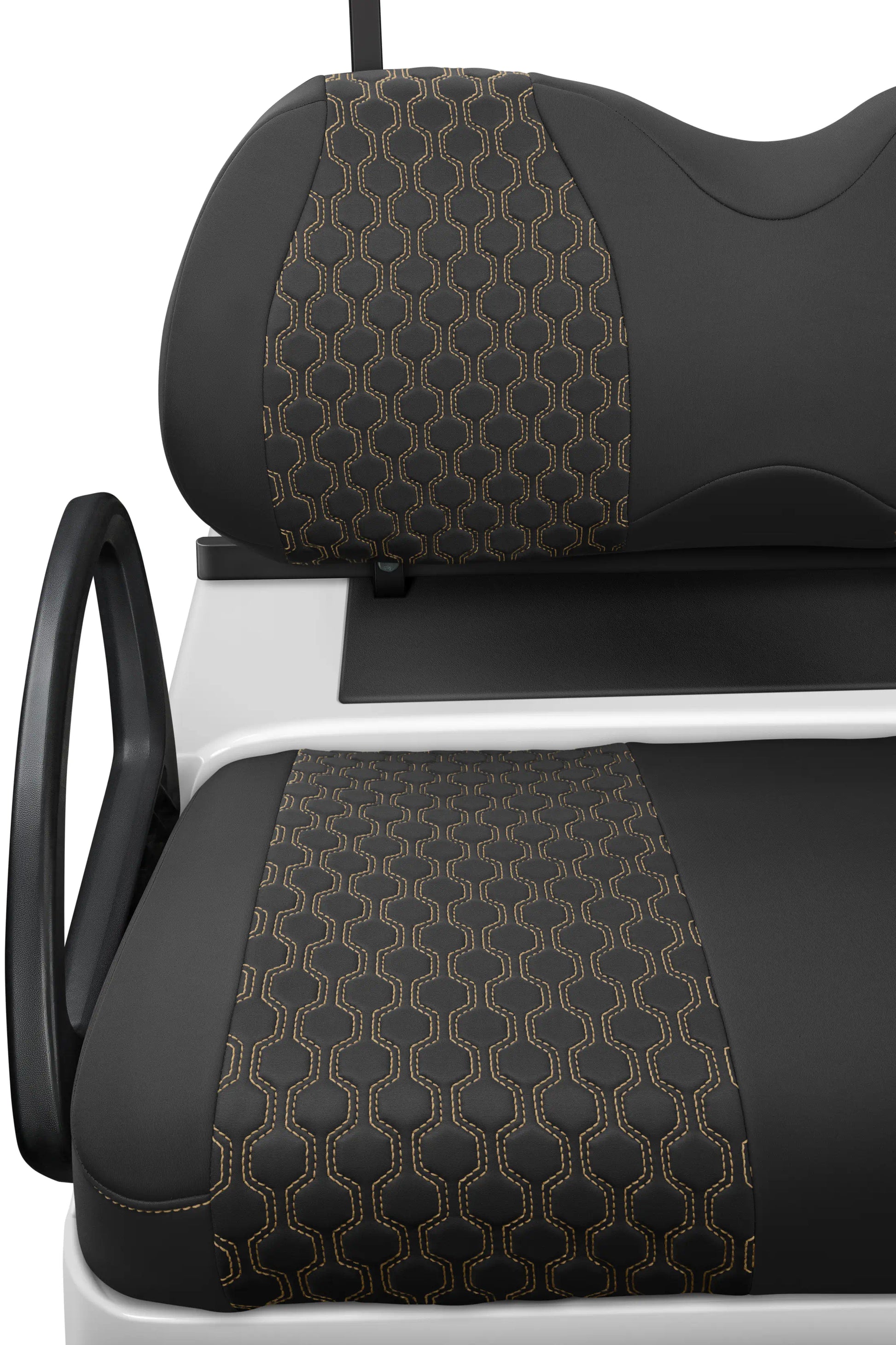 Quilted Hexagon Black and Tan Hexagon Stitching