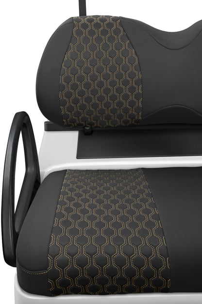 Quilted Hexagon Black and Tan Hexagon Stitching