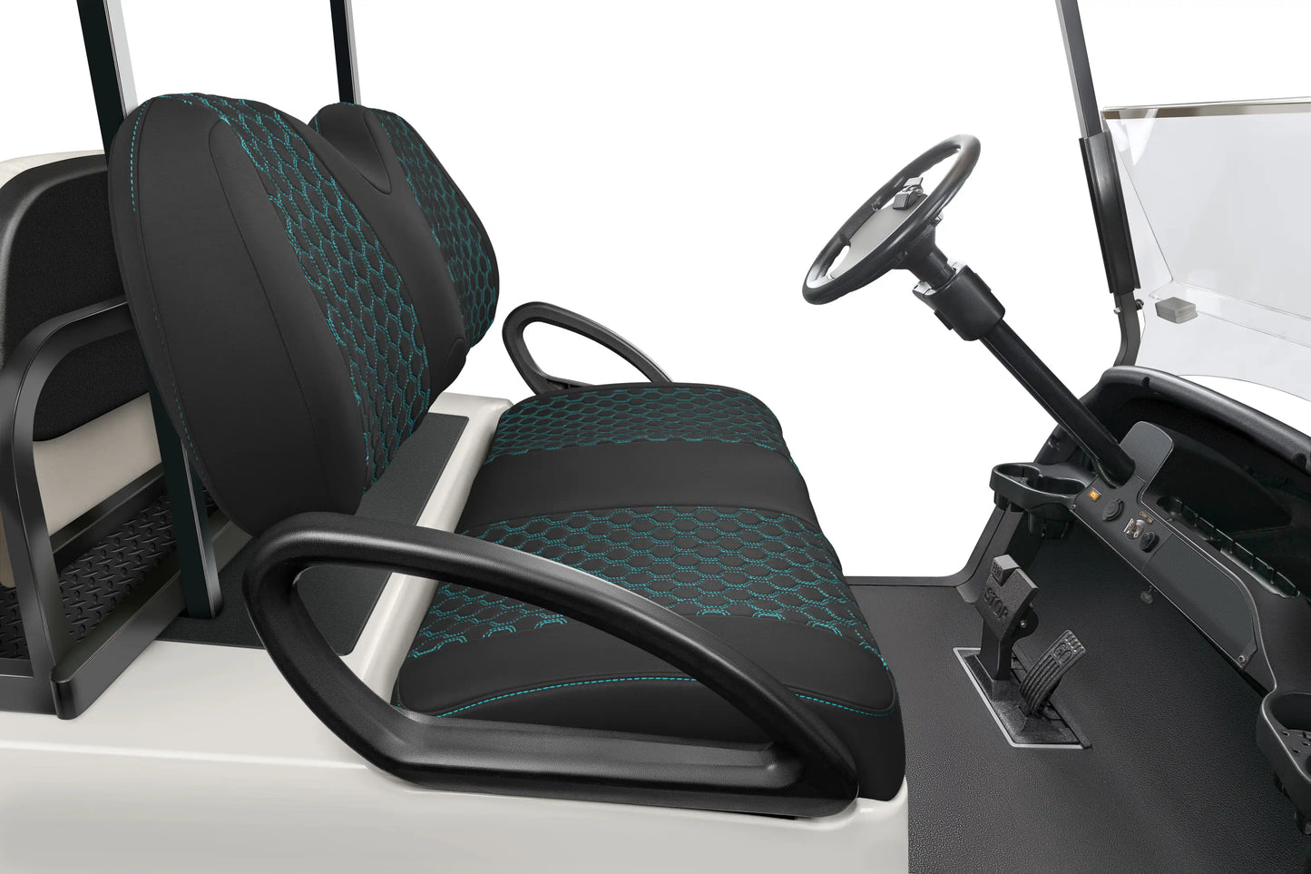 Quilted Hexagon Black and Teal Hexagon Stitching