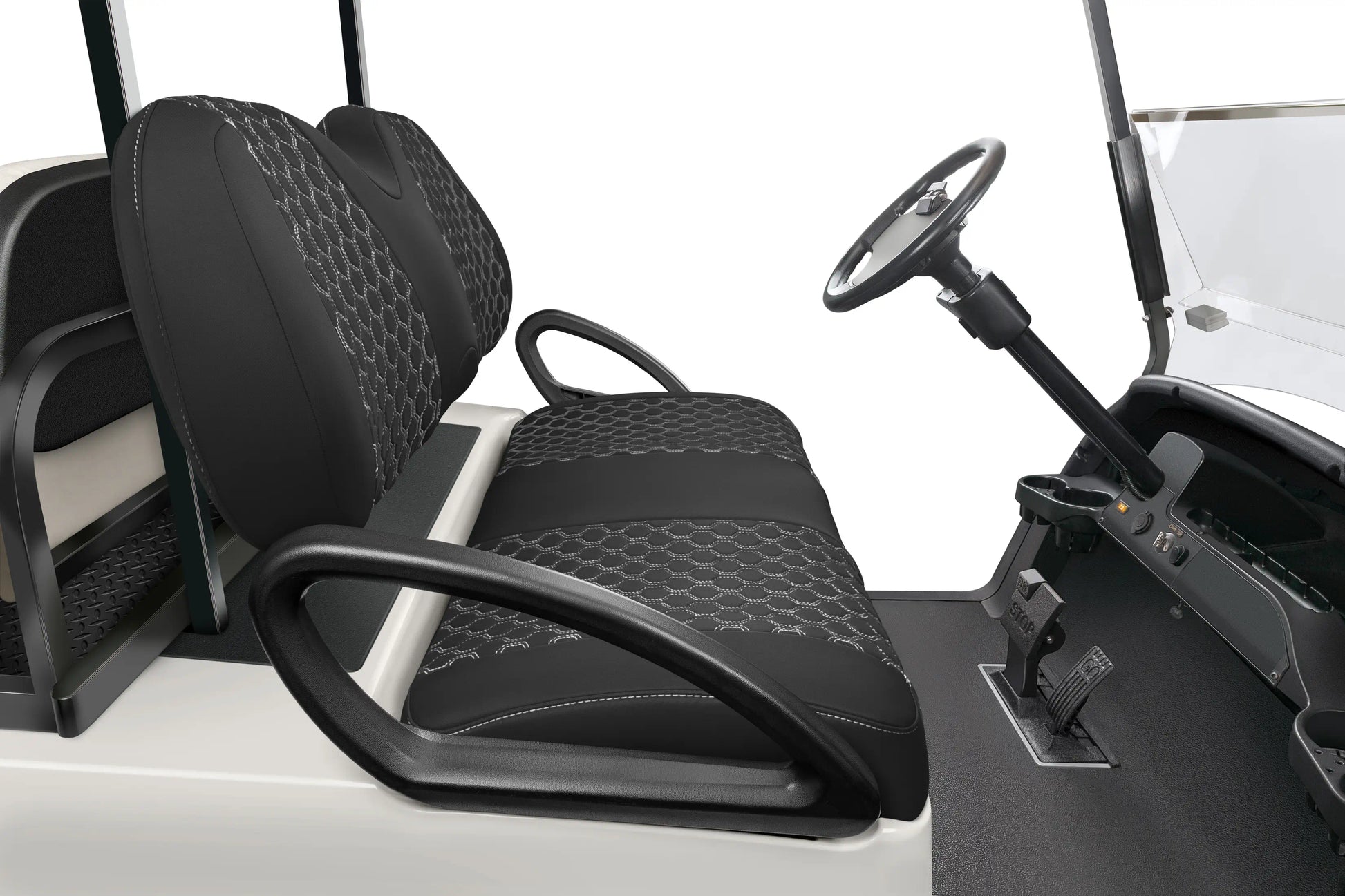 Quilted Hexagon Black and White Hexagon Stitching