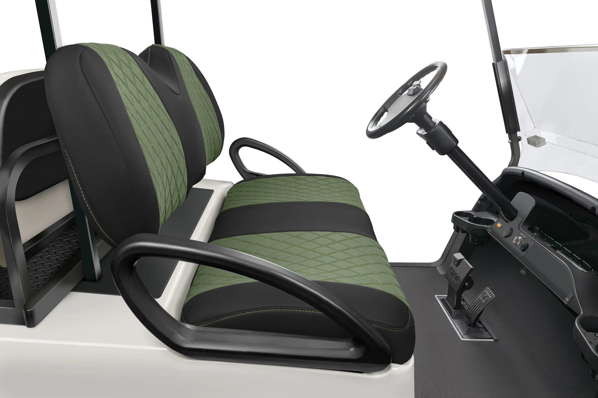 Quilted Diamond Black and Military Green